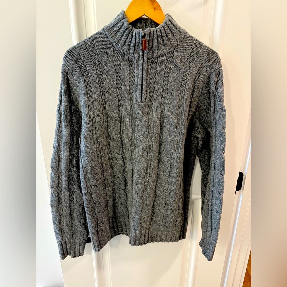 Bonobos Lambswool Cable Knit 1/4 zip sweater - Men’s M - Like New